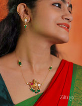 SN1011230- Traditional Shanku Chakra Pendant  Invisible Necklace Earrings Set 2-Zilmor